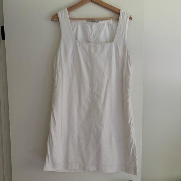 Abercrombie & Fitch Linen Blend Mini Shift Dress White Size M Tall - Picture 6 of 11
